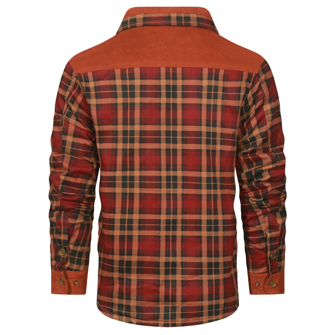 Geruite Overshirt Jas voor Heren Dubbellaags Houthakkershemd Tussenjas Katoenmix Casual Buitenkleding Rood