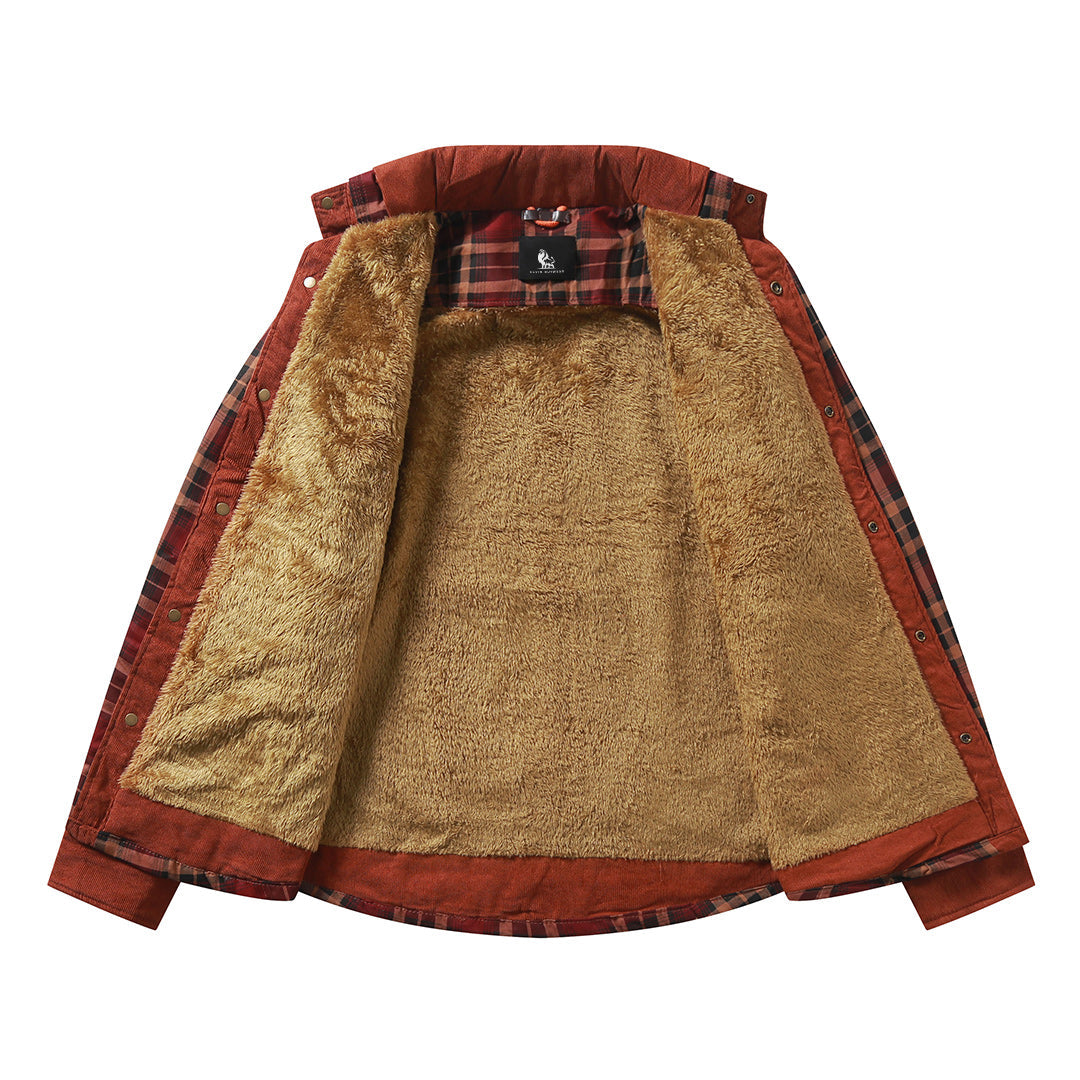 Geruite Overshirt Jas voor Heren Dubbellaags Houthakkershemd Tussenjas Katoenmix Casual Buitenkleding Rood