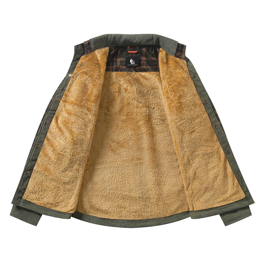 Geruit Overshirt Heren Boswoud Groen Katoen Polyester Tussenjas Voorjaar Herfst Winter Outdoor Casual Stijl