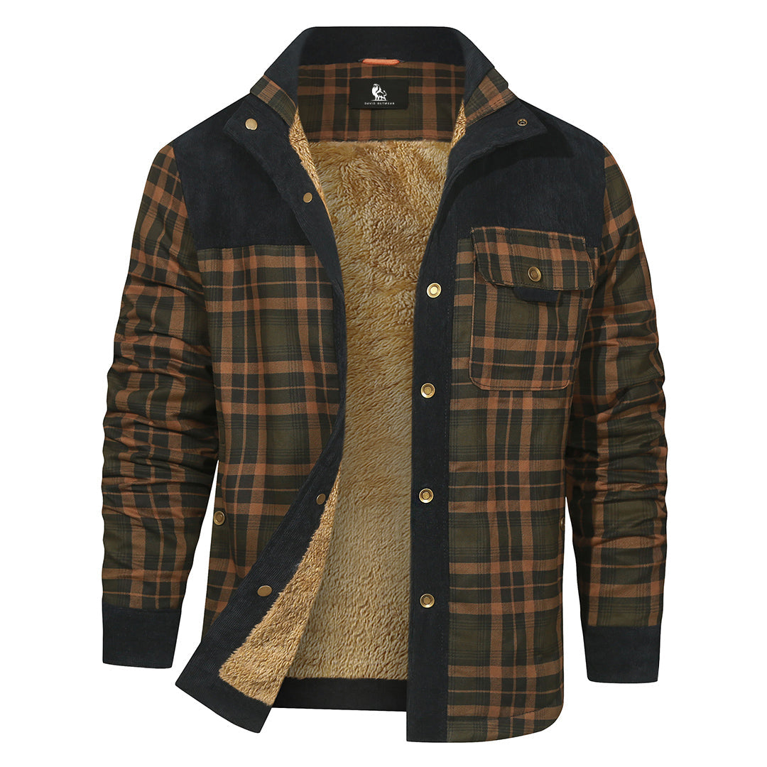 Geruite Overhemdjas Flannel Katoen Polyester Blauw Navy Herfst Winter Outdoor Casual Overshirt Longsleeve