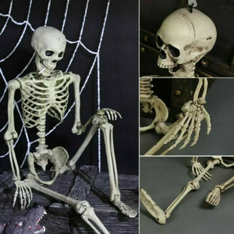 Decoratief Skelet Beweegbaar 40cm Wit Halloween Thema Griezel Decoratie voor Feesten Tuinen Horrorfeest