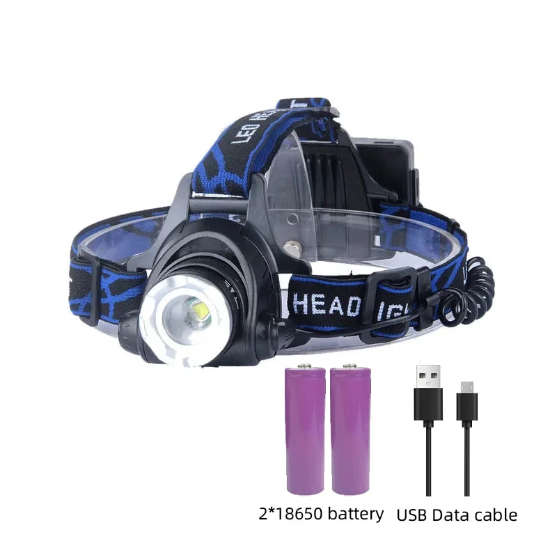 Oplaadbare Waterdichte LED Hoofdlamp met Zoomfunctie voor Outdoor Activiteiten