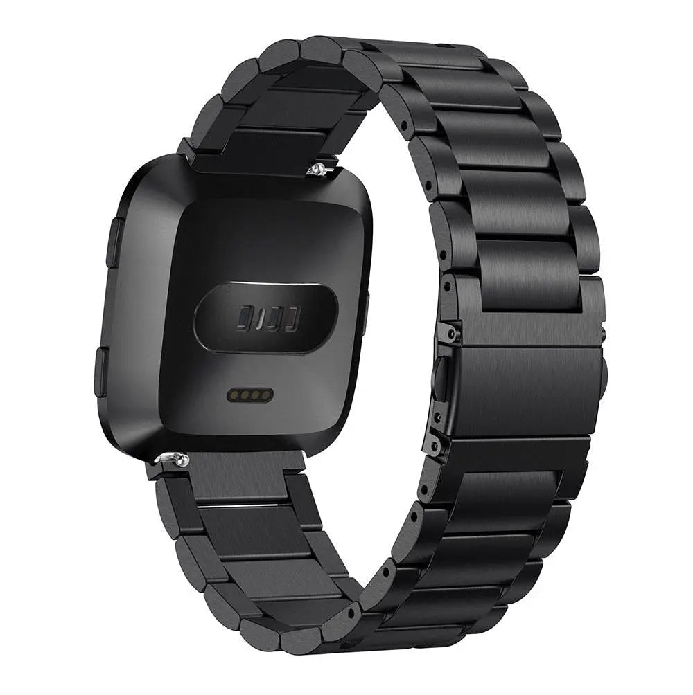 Stalen Smartwatch Armband voor Versa 2 - Verstelbaar Metalen Polsbandje met Veilige Sluiting Elegante Horloge