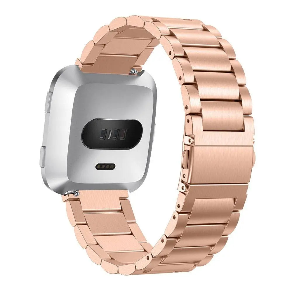 Stalen Smartwatch Armband voor Versa 2 - Verstelbaar Metalen Polsbandje met Veilige Sluiting Elegante Horloge