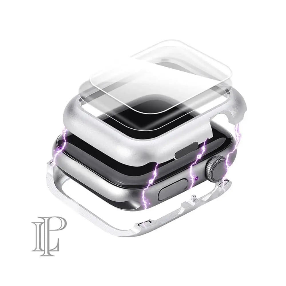 RVS Horloge Beschermhoes 44mm 40mm met Gehard Glas Schermprotector Volledig Rondom Smartwatch Cover Krasbestendig