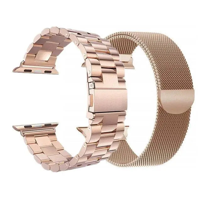 Roestvrij Stalen Horlogebandjes Metalen Mesh & Schakels 2-Pack Compatibel 42mm 46mm 49mm Smartwatch Accessoire