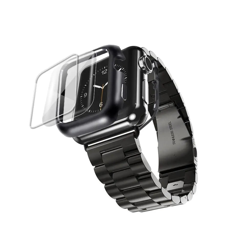 Roestvrij stalen horloge armband met beschermkap 38mm 40mm 42mm 44mm smartwatch accessoireset stijlvol