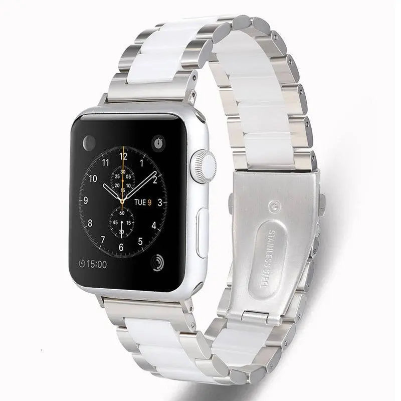 Keramische Smartwatch Polsband Roestvrij Staal 42mm 46mm 49mm Verstelbaar Sieradenafwerking Horlogeband