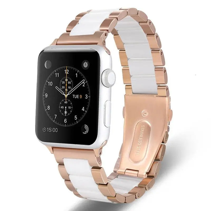 Keramische Smartwatch Polsband Roestvrij Staal 42mm 46mm 49mm Verstelbaar Sieradenafwerking Horlogeband