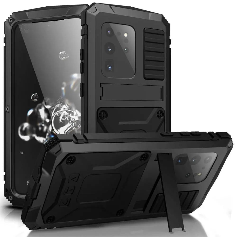Metalen Telefoonhoes Aluminium Bescherming met Gehard Glas voor Galaxy S20 Plus en S20 Ultra Smartphone