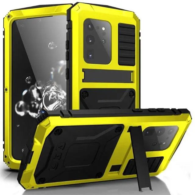 Metalen Telefoonhoes Aluminium Bescherming met Gehard Glas voor Galaxy S20 Plus en S20 Ultra Smartphone