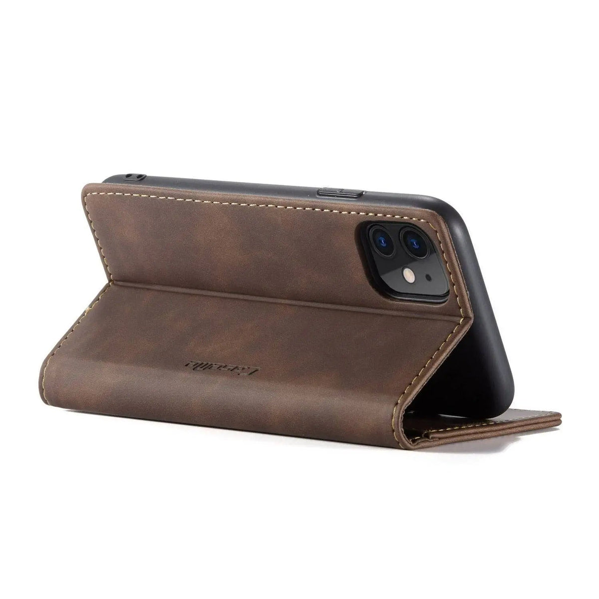 Lederen Portemonnee Telefoonhoesje iPhone 11 Cognac Zwart Rood Blauw Wallet Case Camera Bescherming Pasjes