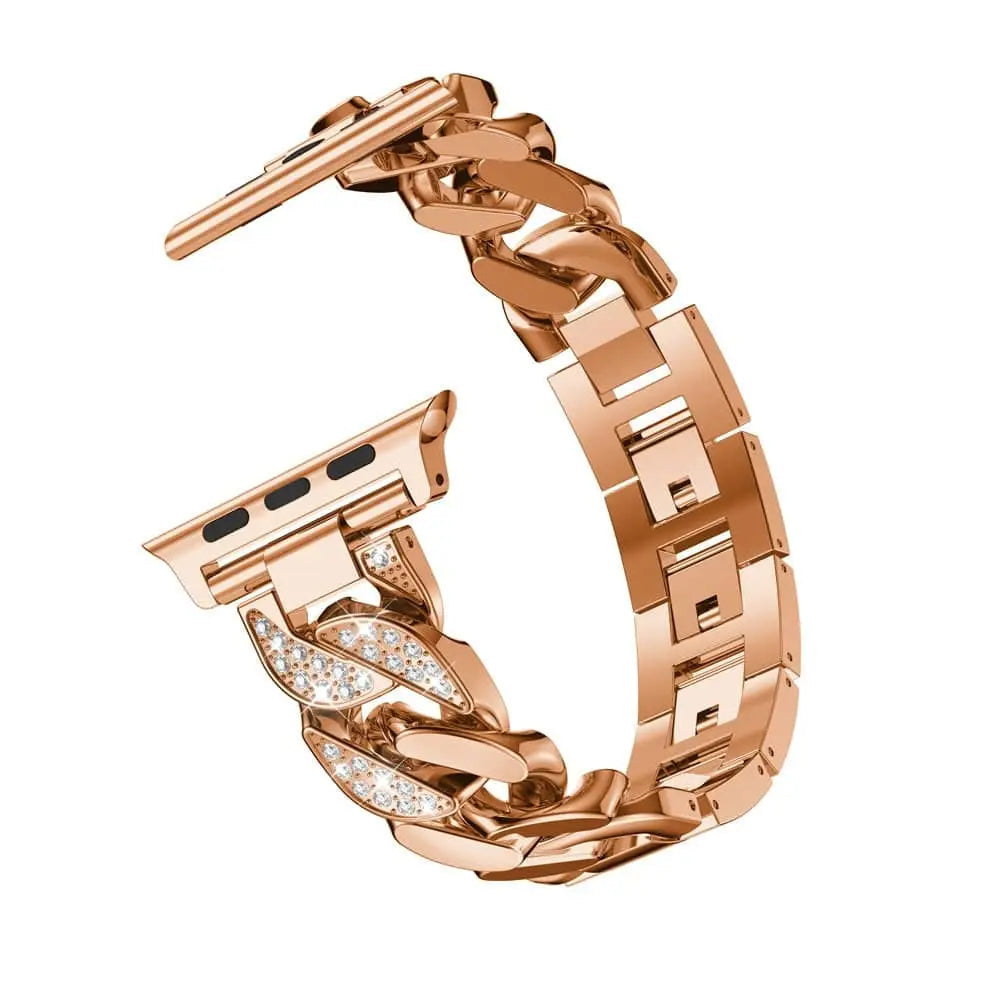 Stalen Schakelarmband met Kristallen voor Smartwatch 42-49mm Polsband Elegante Sieradenafwerking Vrouwen