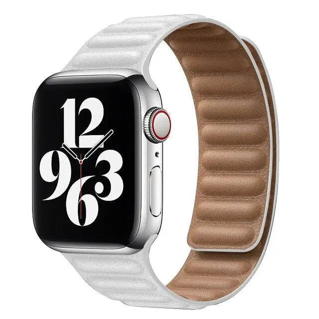 Magnetische Leren Horlogeband Smartwatch 42-49mm Verstelbaar Schakel Polsbandje Echt Leer Stijlvol Premium