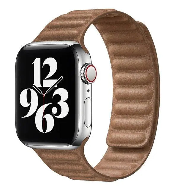 Magnetische Leren Horlogeband Smartwatch 42-49mm Verstelbaar Schakel Polsbandje Echt Leer Stijlvol Premium