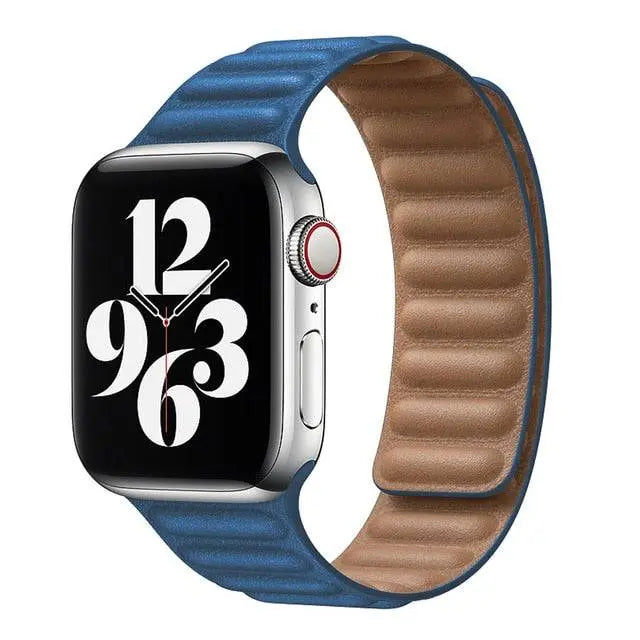 Magnetische Leren Horlogeband Smartwatch 42-49mm Verstelbaar Schakel Polsbandje Echt Leer Stijlvol Premium