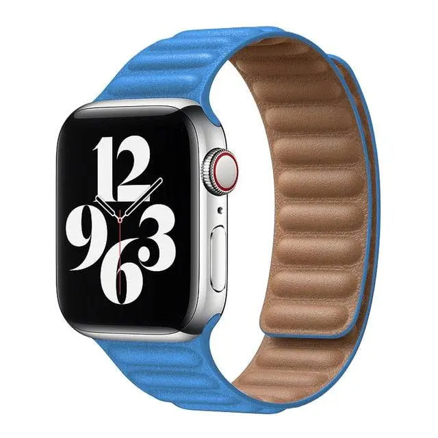 Magnetische Leren Horlogeband Smartwatch 42-49mm Verstelbaar Schakel Polsbandje Echt Leer Stijlvol Premium