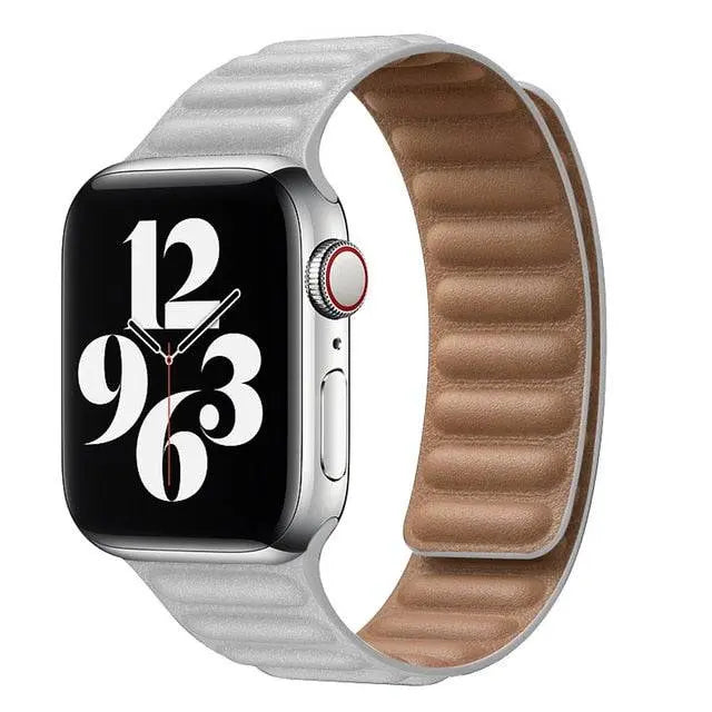 Magnetische Leren Horlogeband Smartwatch 42-49mm Verstelbaar Schakel Polsbandje Echt Leer Stijlvol Premium