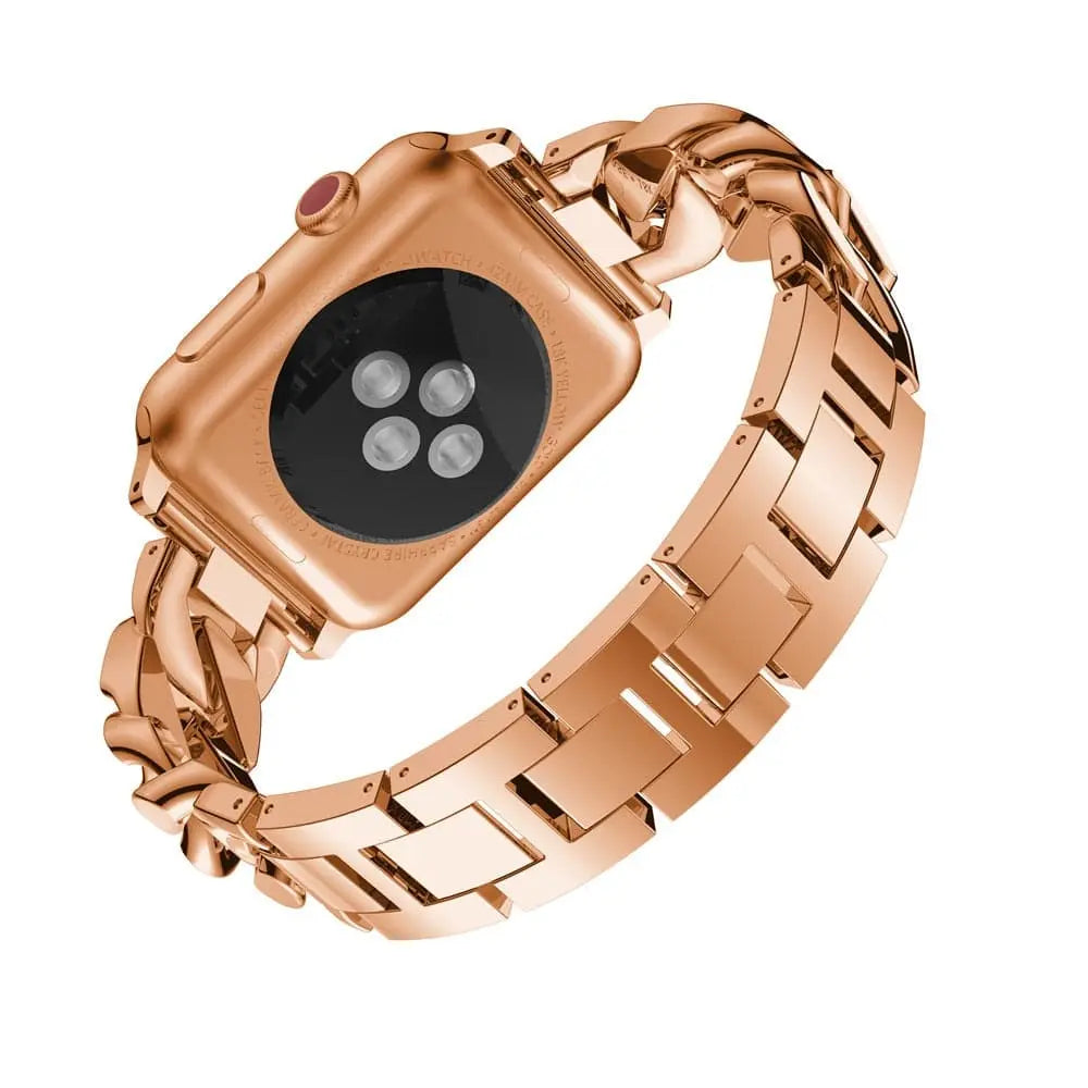 Stalen Schakelarmband met Kristallen voor Smartwatch 42-49mm Polsband Elegante Sieradenafwerking Vrouwen