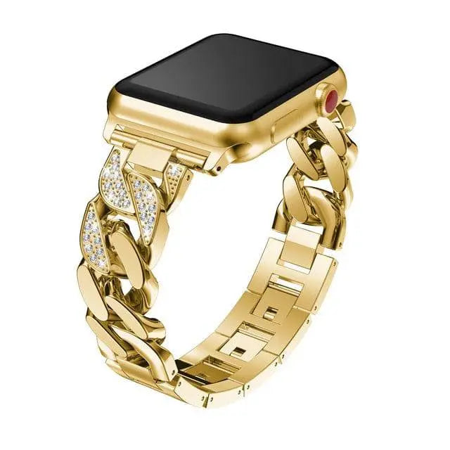 Stalen Schakelarmband met Kristallen voor Smartwatch 42-49mm Polsband Elegante Sieradenafwerking Vrouwen