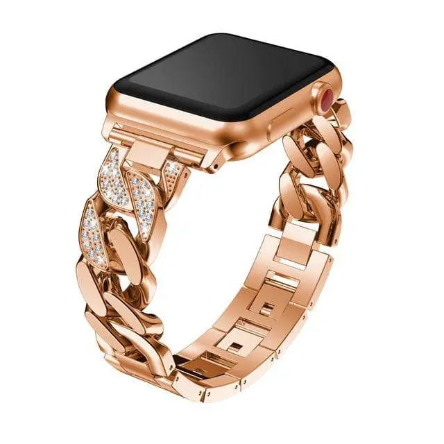 Stalen Schakelarmband met Kristallen voor Smartwatch 42-49mm Polsband Elegante Sieradenafwerking Vrouwen