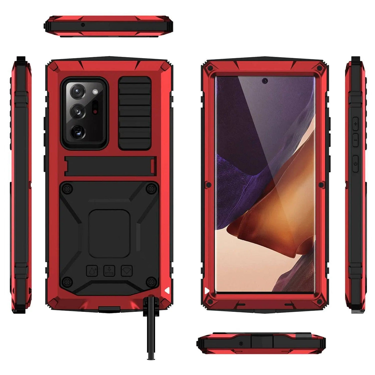 Beschermhoes Aluminium Telefoon Galaxy S21 Ultra Plus met Standaard Gehard Glas Pantsering Volledige Bescherming