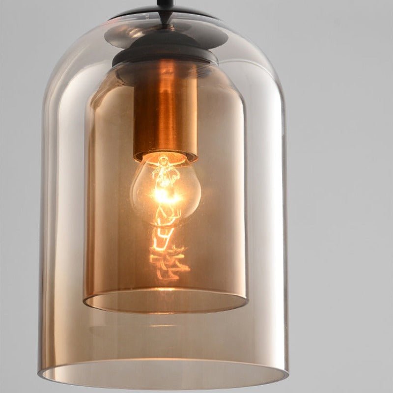 Moderne Hanglamp Dubbel Glas Smoked Grey Rust Eetkamer Vintage Verlichting Scandinavisch Design Mid-Century Stijl