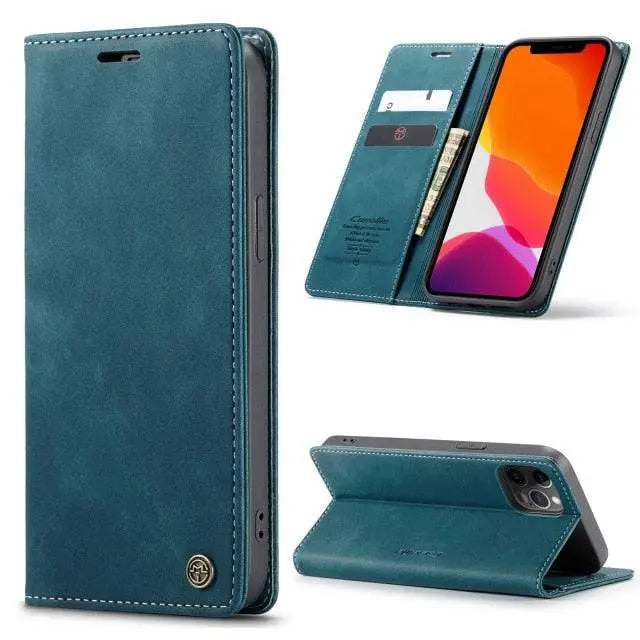 Lederen Portemonnee Hoesje voor iPhone 12 Serie - Kaarthouder Telefooncase met Allround Bescherming en Stijlvol Design