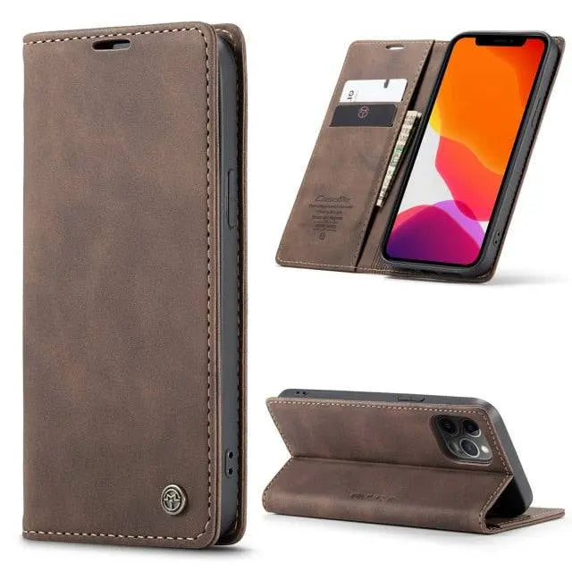 Lederen Portemonnee Hoesje voor iPhone 12 Serie - Kaarthouder Telefooncase met Allround Bescherming en Stijlvol Design
