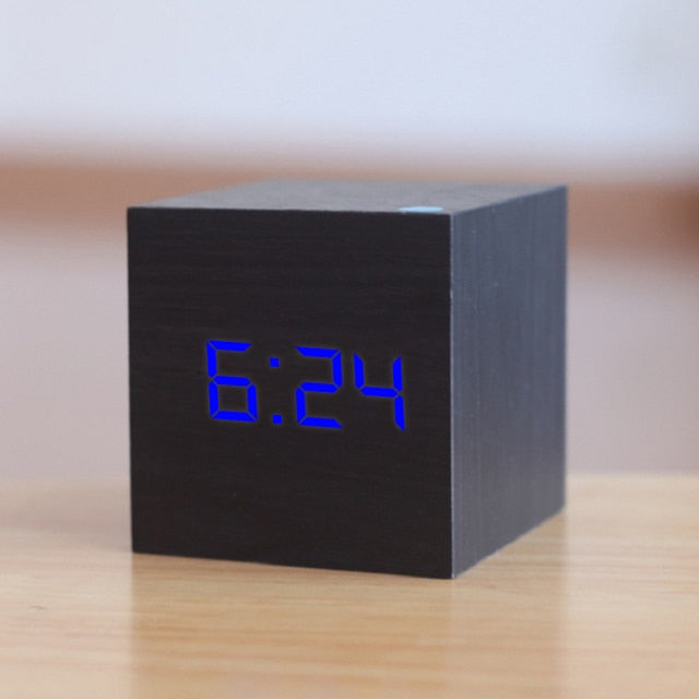 Digitale LED Wekker - Minimalistisch Vierkant Klokje met Nachtmodus
