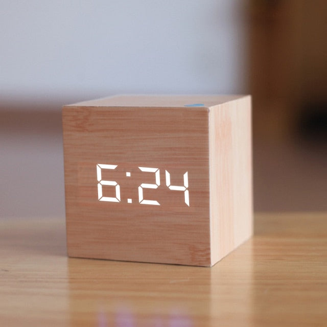 Digitale LED Wekker - Minimalistisch Vierkant Klokje met Nachtmodus