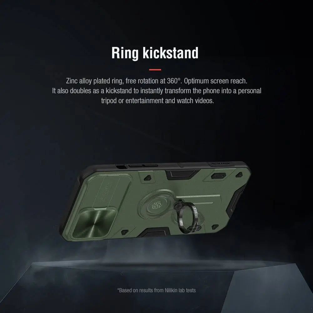 Metalen Telefoonhoes met Standaard Ring en Lensverhoging voor iPhone 13 Series Zwart Groen Blauw Bescherming