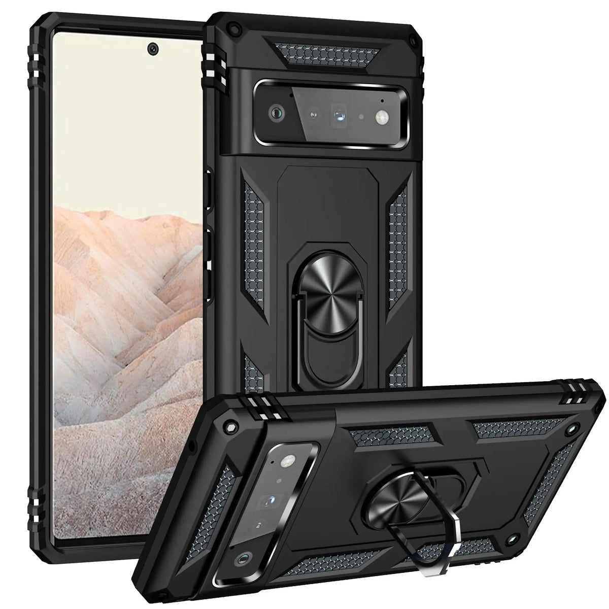 Hybride Telefoonhoesje met Ringstandaard voor Google Pixel Stootvast Beschermend Ontwerp Handenvrij Gebruik