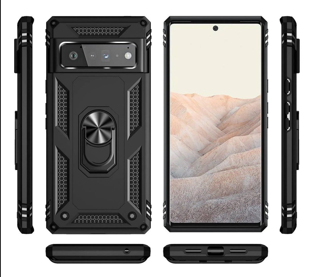 Hybride Telefoonhoesje met Ringstandaard voor Google Pixel Stootvast Beschermend Ontwerp Handenvrij Gebruik