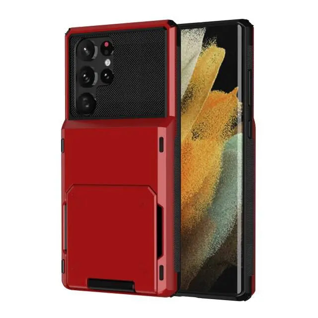 Gehard Telefoonhoesje met Kaarthouder voor Samsung Galaxy S22 Ultra Plus Robuust Pantserschild Beschermhoes
