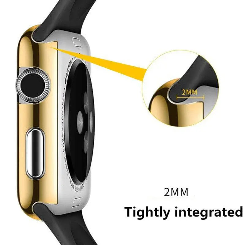 Beschermhoes voor smartwatch 44mm 40mm 42mm 38mm met gehard glas displaybescherming zwart zilver goud rosegoud