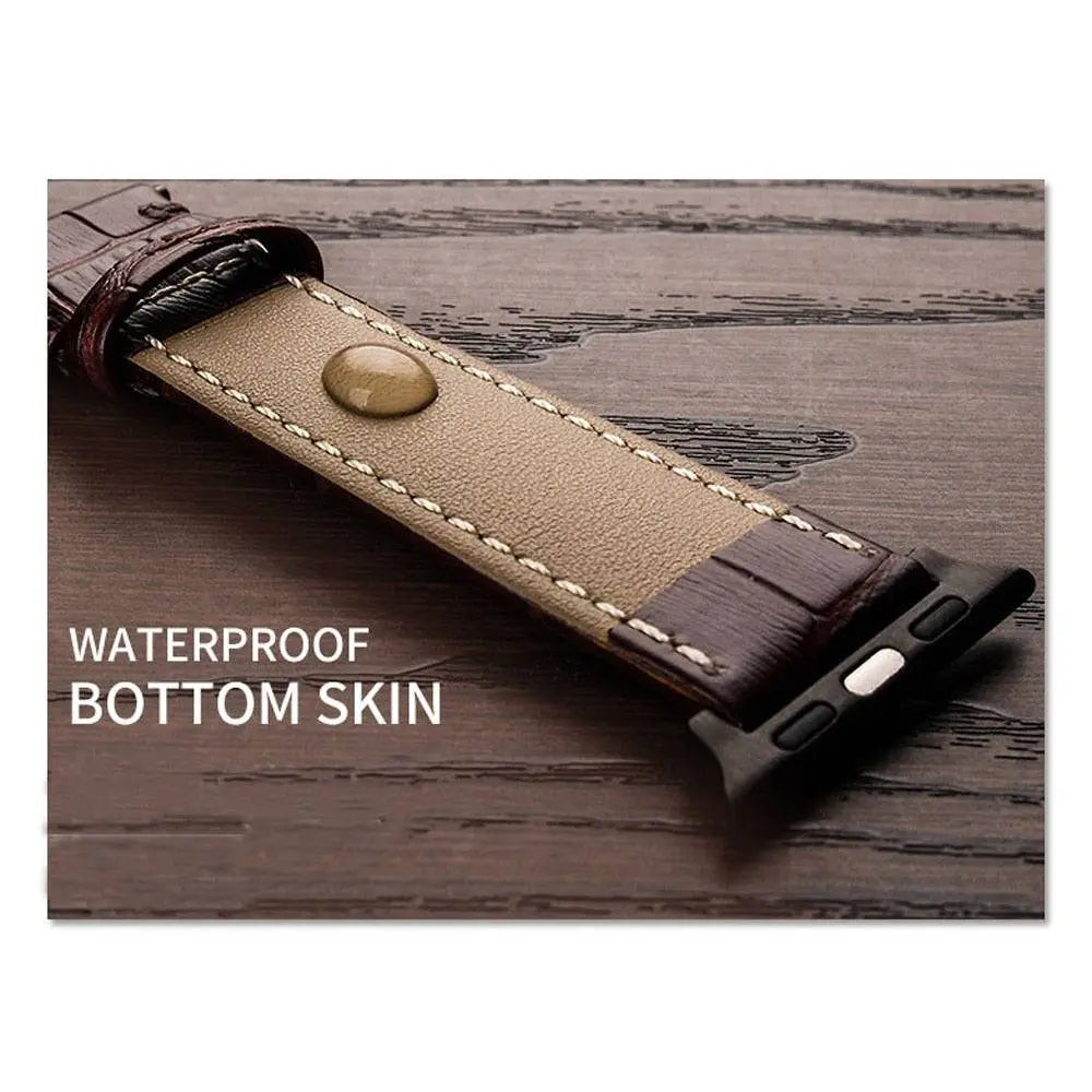 Lederen Smartwatch Bandje Rundleer 42-49mm Verstelbaar Polsband Sportief Casual Stijl Horloge Accessoire