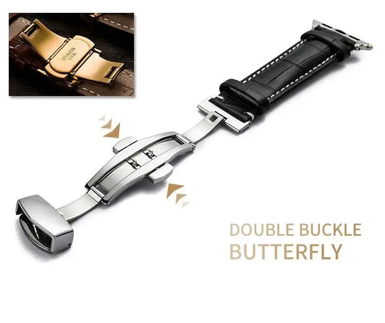 Lederen Smartwatch Bandje Rundleer 42-49mm Verstelbaar Polsband Sportief Casual Stijl Horloge Accessoire