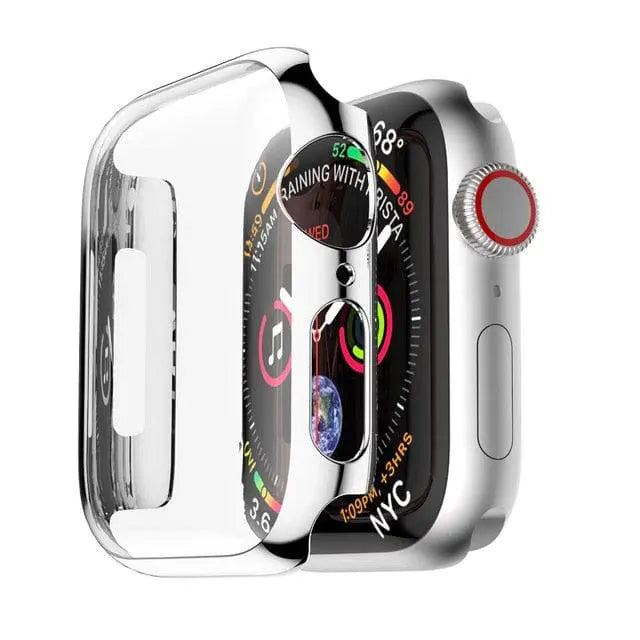 Beschermhoes voor smartwatch 44mm 40mm 42mm 38mm met gehard glas displaybescherming zwart zilver goud rosegoud