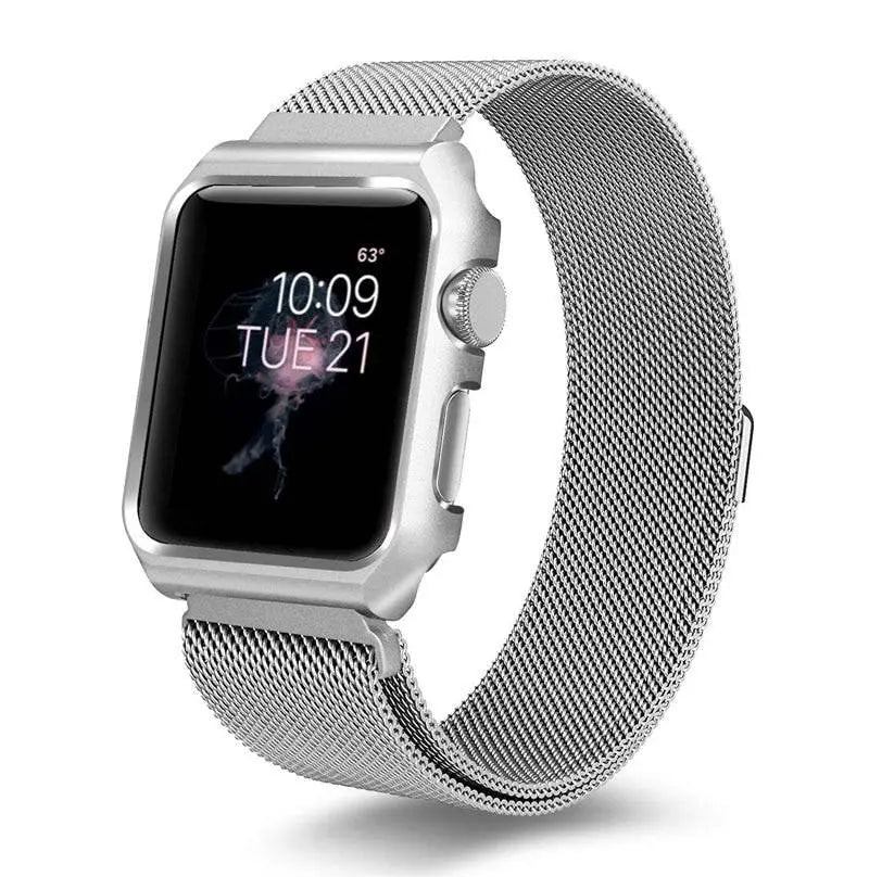 Smartwatch Bandje Roestvrij Staal Mesh met Beschermhoes 38mm 40mm 42mm 44mm Polsband Horlogeband Accessoire