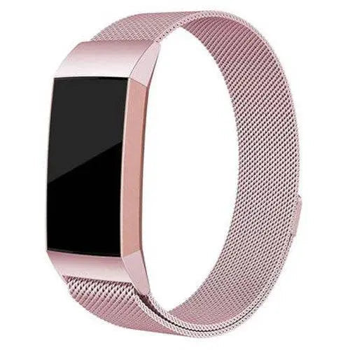 Metalen Horlogeband Mesh met Magnetische Sluiting Fitbit Charge 3 4 Verstelbaar Comfortabel Polsbandje