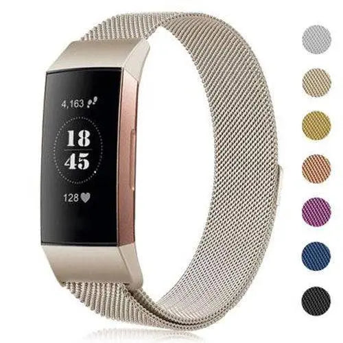 Metalen Horlogeband Mesh met Magnetische Sluiting Fitbit Charge 3 4 Verstelbaar Comfortabel Polsbandje