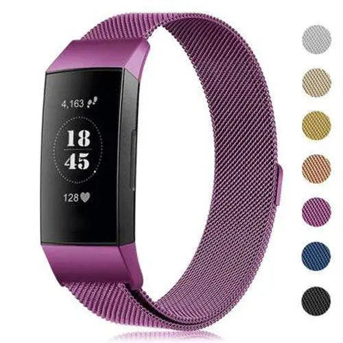 Metalen Horlogeband Mesh met Magnetische Sluiting Fitbit Charge 3 4 Verstelbaar Comfortabel Polsbandje