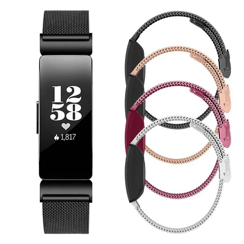 Metalen Mesh Horlogeband Roestvrij Staal Verstelbaar Magnetisch Polsbandje voor Fitnesstracker Sporthorloge