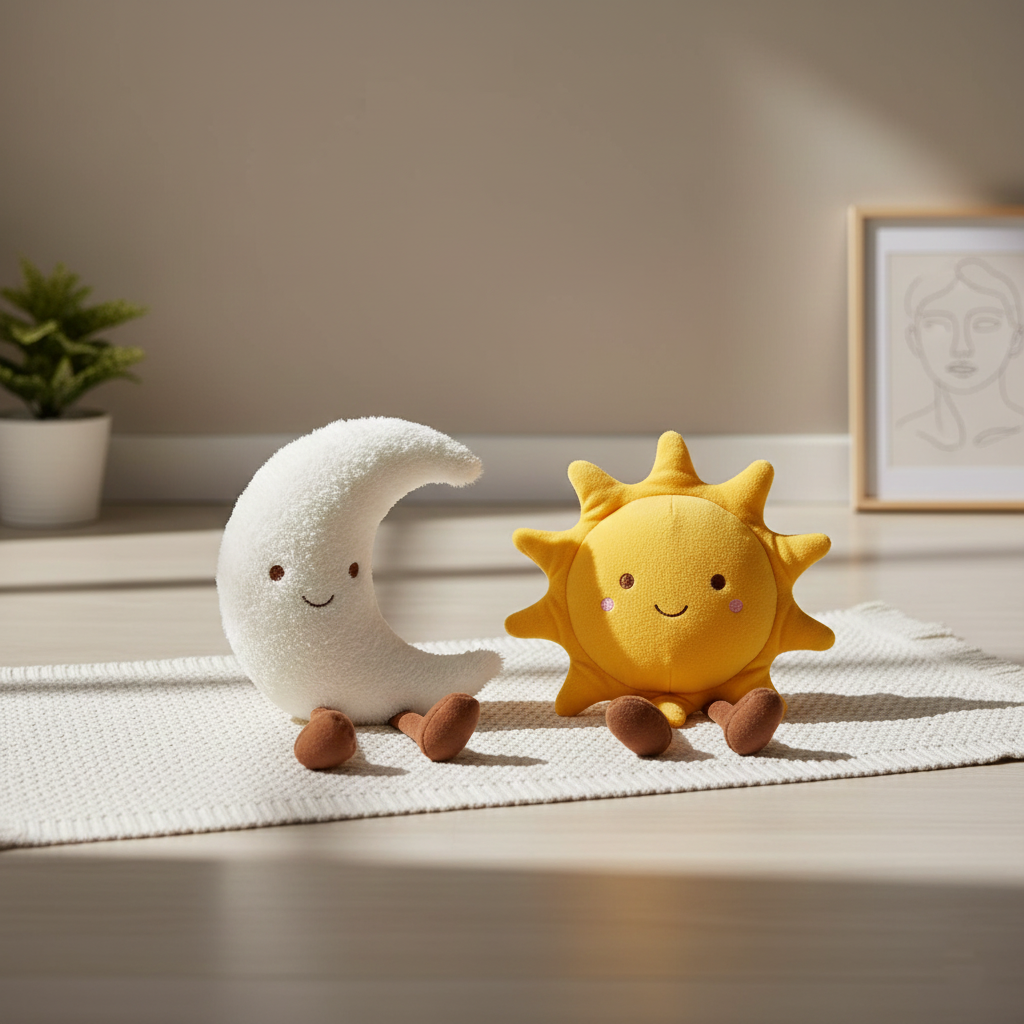 Zon en Maan Fluwelen Kussen - Zacht Sierkussen voor Slaapkamer en Kinderkamer