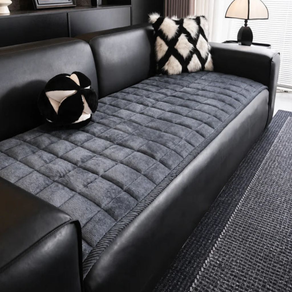 Doorgestikte Bankhoes Antislip Krasbestendig Huisdieren Beschermer 70-240cm Microfiber Donkergrijs Bruin