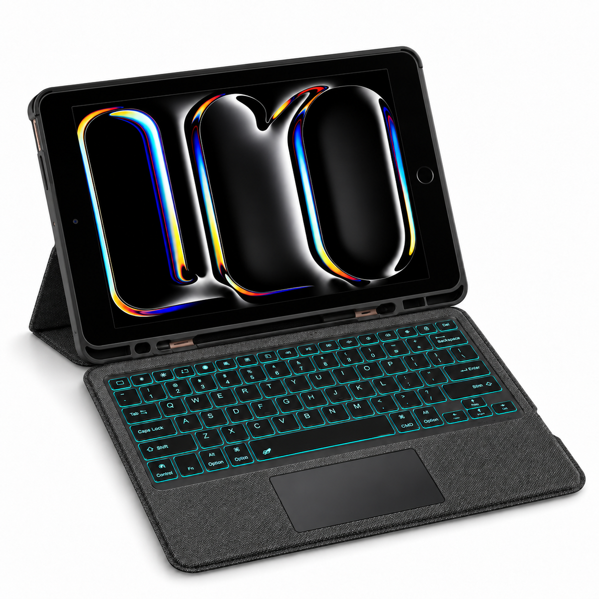 iPad Toetsenbord Hoes met Touchpad en Standaard Verlichte Toetsen Zwart Draadloos voor Meerdere Modellen