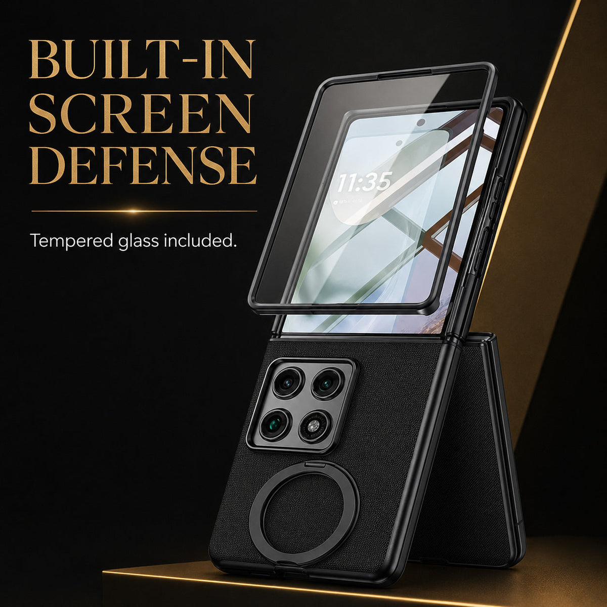 Opvouwbaar Telefoonhoesje met Schermlaag voor Vouwtelefoon Zwart Blauw Paars Beschermhoes Flexibel Design