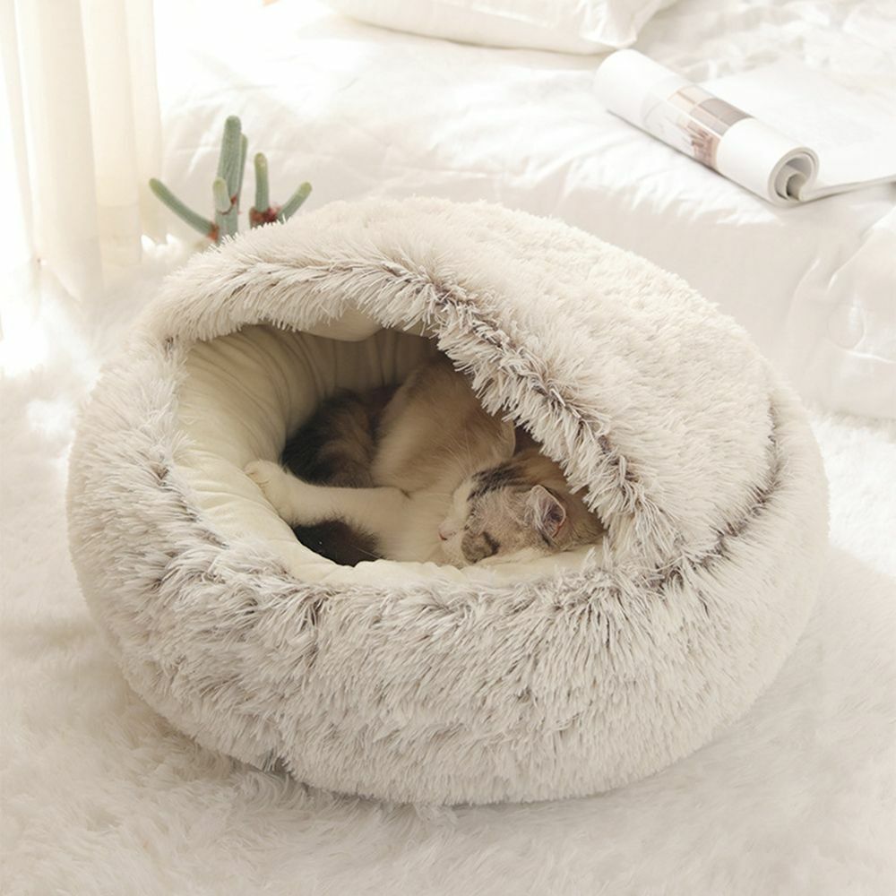 Halfronde Katten Slaapmand Pluche - Veilige Rustplek Huisdieren Bescherming Privacy Comfortabel Warm