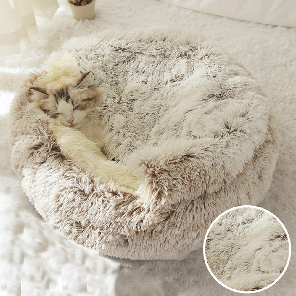 Halfronde Katten Slaapmand Pluche - Veilige Rustplek Huisdieren Bescherming Privacy Comfortabel Warm